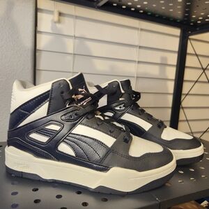 Puma Black and White High-Top Sneakers